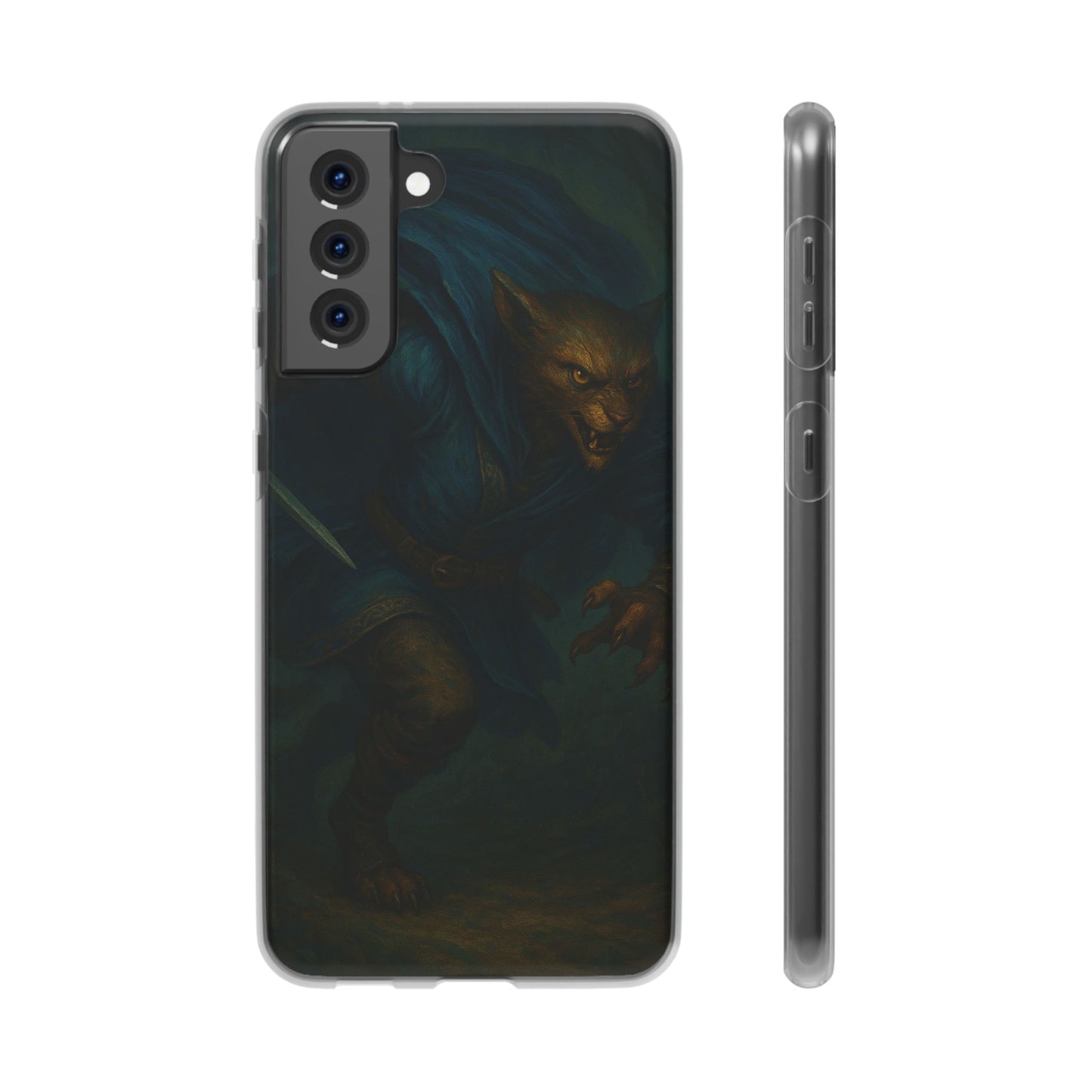 Sutharii Stalker Flexi Case – Jungle Hunter Phone Cover | Fantasy Feline Warrior Art | Loot & Lore Exclusive