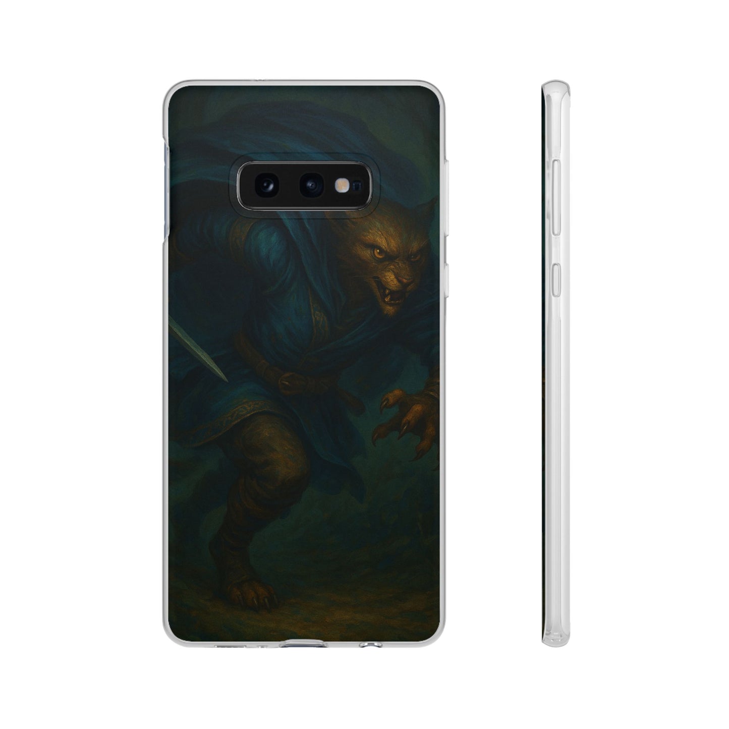 Sutharii Stalker Flexi Case – Jungle Hunter Phone Cover | Fantasy Feline Warrior Art | Loot & Lore Exclusive