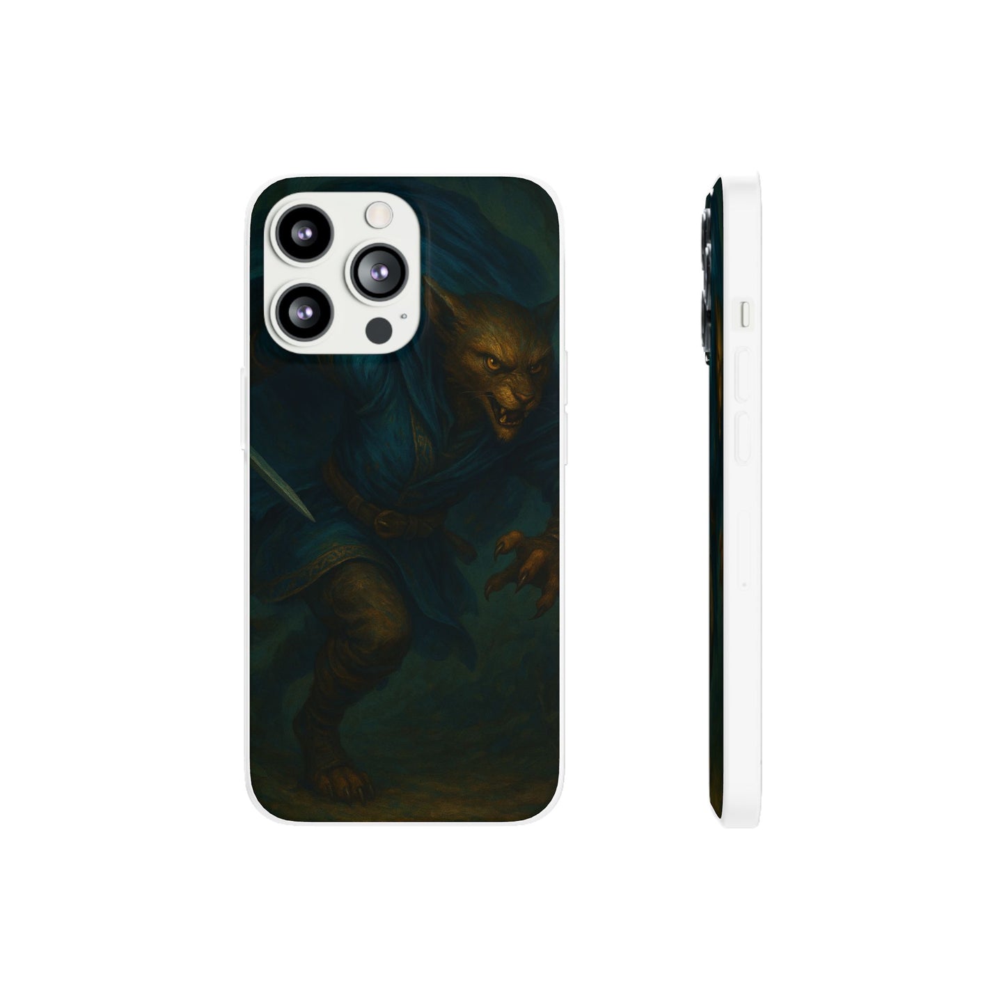Sutharii Stalker Flexi Case – Jungle Hunter Phone Cover | Fantasy Feline Warrior Art | Loot & Lore Exclusive