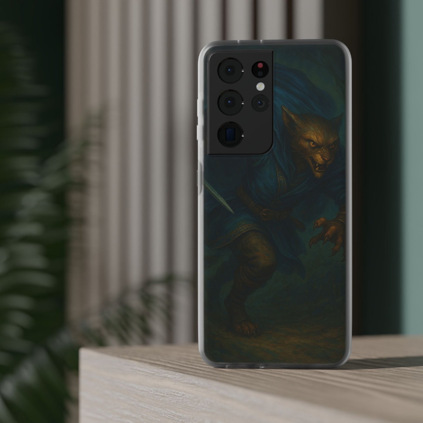 Sutharii Stalker Flexi Case – Jungle Hunter Phone Cover | Fantasy Feline Warrior Art | Loot & Lore Exclusive