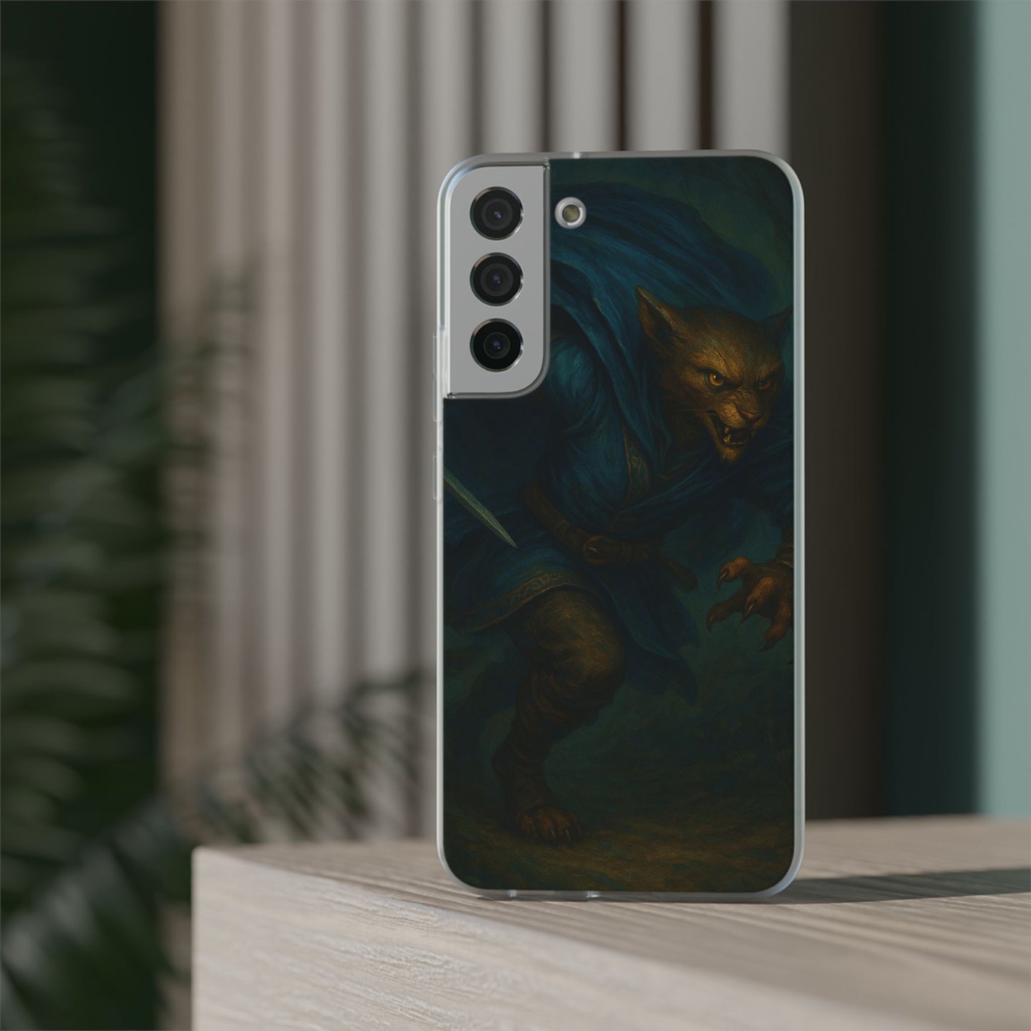 Sutharii Stalker Flexi Case – Jungle Hunter Phone Cover | Fantasy Feline Warrior Art | Loot & Lore Exclusive