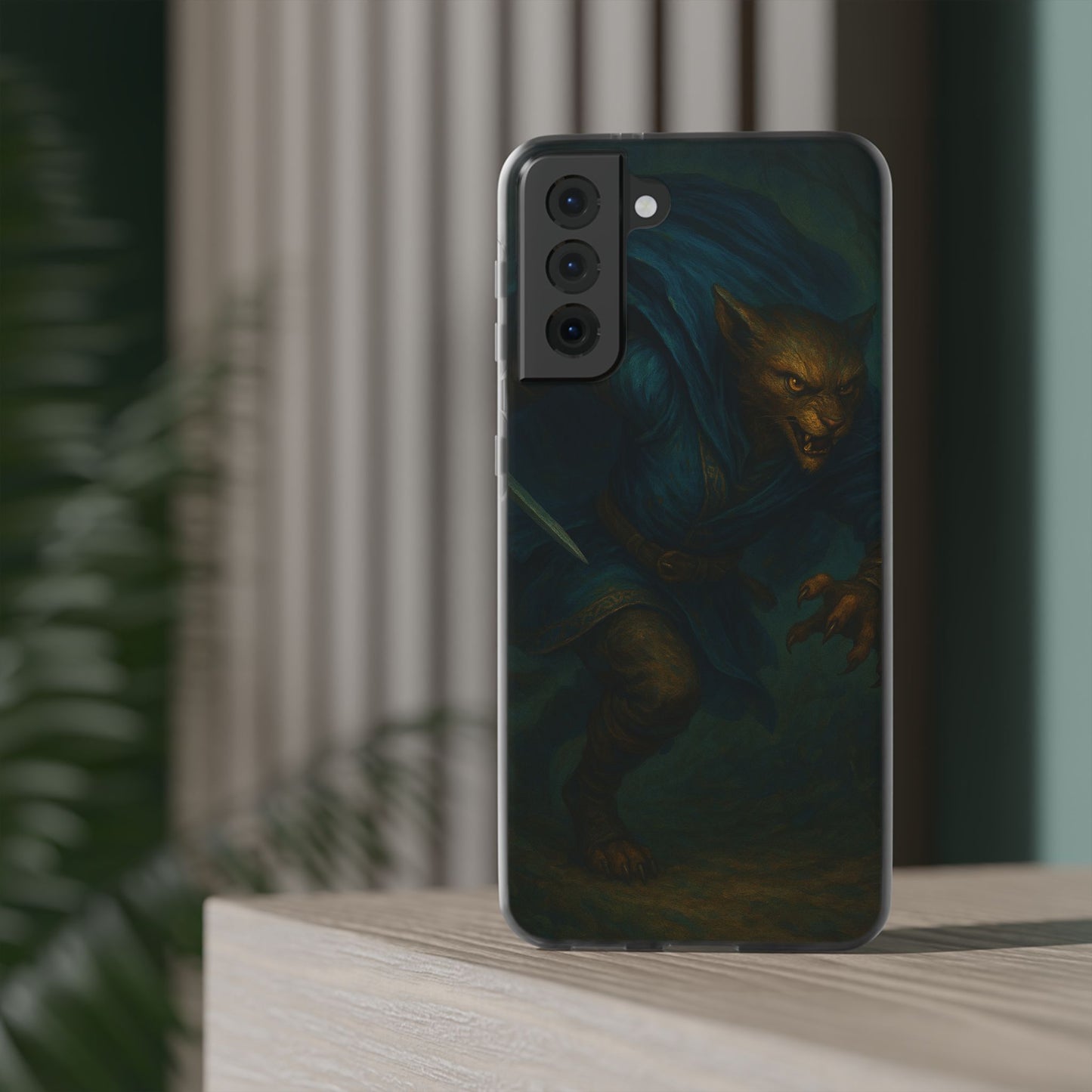Sutharii Stalker Flexi Case – Jungle Hunter Phone Cover | Fantasy Feline Warrior Art | Loot & Lore Exclusive